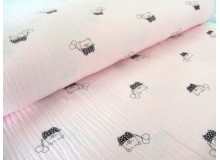 Double Gauze Musselin Bär pastell rosa